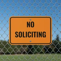 Standard Black + Orange No Soliciting Outdoor Metal Sign