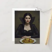 Vampire With a Pasta Dinner Postcard