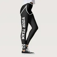 Sports Team Name Number Black Dot Shorts Leggings