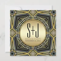 Art Deco Geometric Gold Dinner Party Invitations