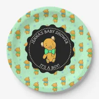 Cute Teddy Bear Boy's Baby Shower Paper Plates