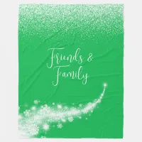 White glitter, monogrammed on green | fleece blanket