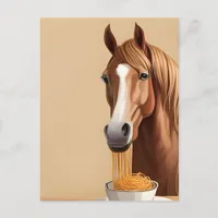 Horse With A Bowl Of Spaghetti Postcard
