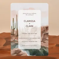 Modern Watercolor Desert Cactus Landscape Wedding Invitation