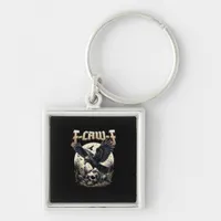 Gothic Skull F-Caw-F Crow Adult Humor Graphic  Keychain