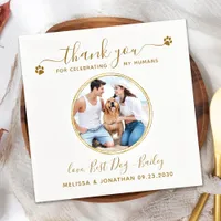 Custom Elegant Gold Thank You Photo Pet Wedding Napkins