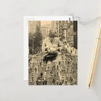 Run Fast The Denist is Coming Sepia Postcard