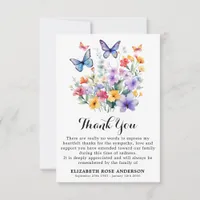Funeral Wildflowers Butterflies Memorial Sympathy Thank You Card