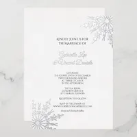 Elegant Snowflakes Winter Wedding Foil Invitation