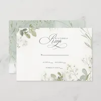 Elegant Calligraphy Greenery Eucalyptus Wedding RSVP Card