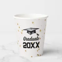 Graduate Gold Glitter Star Confetti Graduation Cap Paper Cups