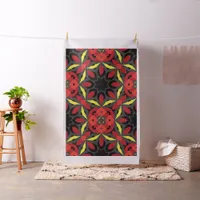 Red Yellow Black Ethnic Arabesque Mosaic Pattern Fabric