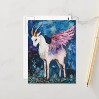 Adorable White Winged Goat Postcard