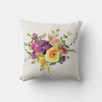 Watercolor Flowers Throw Pillow