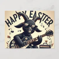 Black Goat Playing Guitar Happy Easter Postcard