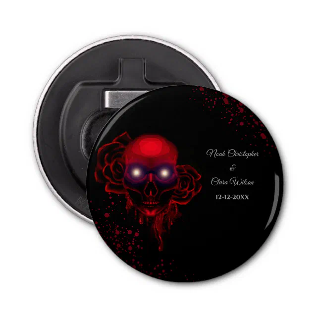 Scary floral dark moody gothic skull halloween bottle opener