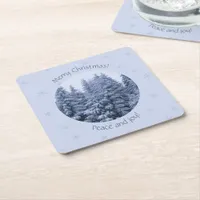 Magical winter forest - christmas  square paper coaster