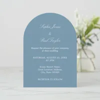 Elegant Dusty Blue Arch Wedding Invitation