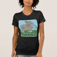 Stomp Out Mornings Elephant Cartoon Slogan T-Shirt