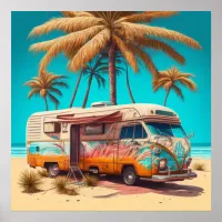 Retro RV and Palm Trees Poster