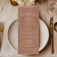 Printable Soft Brown White Text Wedding Menu