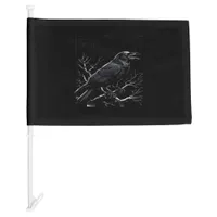 Crow, F-Caw-F Funny Bird Minimal Clean Car Flag