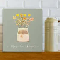 Wild Flowers Mason Jar Script Name Recipe 3 Ring Binder