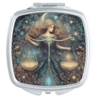 Libra Zodiac Birth Sign Astrology Celestial Compact Mirror