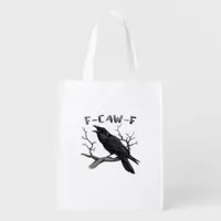 F-Caw-F Funny Raven Pun Gothic Crow Humor Vintage  Grocery Bag