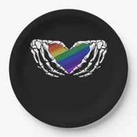 Pride - Skeleton Hands Holding Heart Classic Paper Plates