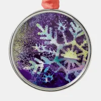 Purple Snow Metal Ornament