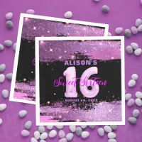 Magenta Modern Glam Sweet Sixteen Birthday  Napkins