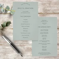 PAPER | Simple Silvery Sage Green Wedding Program