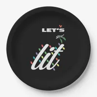 Funny Let's Get Lit Holiday Family Love Paper Plates