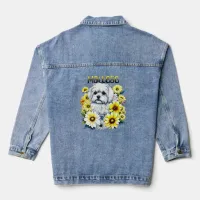 Maltese Watercolor Ai Art for Dog Owners Denim Jacket