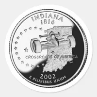 State Quarter of Indiana Reverse Side Faux Classic Round Sticker