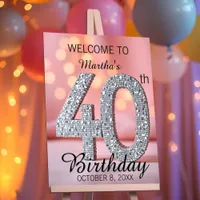 Bokeh Lights and Sequins 40th Birthday Celebration Foam Board