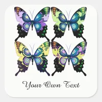 Aqua, Pink, Personalization -  Elegant Butterflies Square Sticker