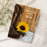 Sunflower Boots Country Western Graduation Party Invitation