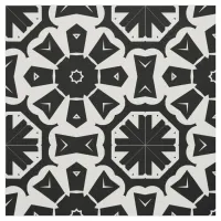 Geometric Modern Black and White Mosaic Pattern Fabric