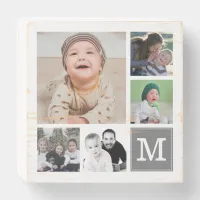 Custom 5  Photo Collage Instagram Gallery Monogram Wooden Box Sign