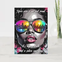 Inspirational Quote and City Woman Card