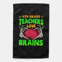 4th Grade Teacher Skeleton Heart Hands Halloween L Garden Flag