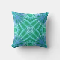 Lacy Geometric Green + Blue Pattern Pillow Cushion