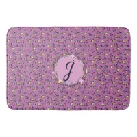 Pretty Pink Purple and Yellow Pansies Bath Mat