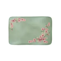 Cherry Blossoms in Pink and Teal Bath Mat