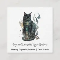 Witche's Black Cat Square Business Card