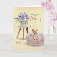 Cute Yorkie Watercolor Personalized Mother's Day Card