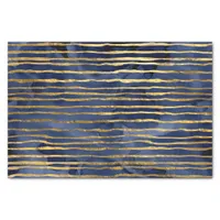 Navy Blue and Gold Striped Pattern Tissue Paper