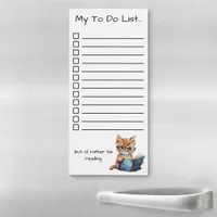 I'd Rather Be Reading To Do List with Cat Magnetic Notepad